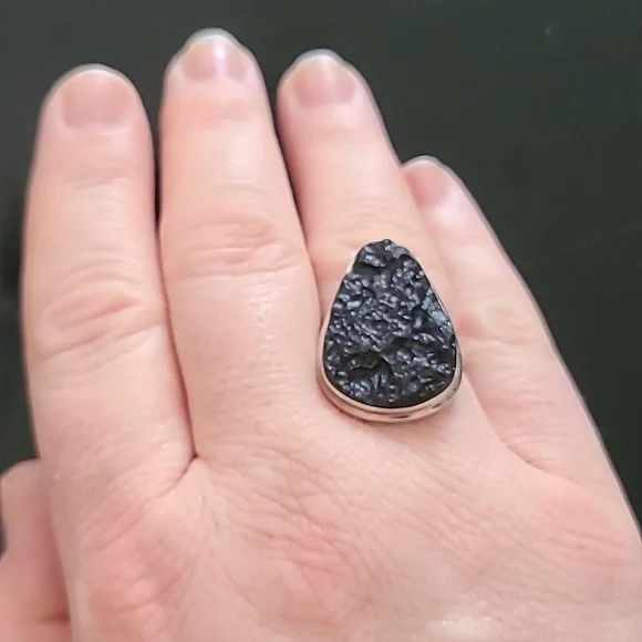Tektite Stone In Solid Sterling Ring - Picture 5 of 8